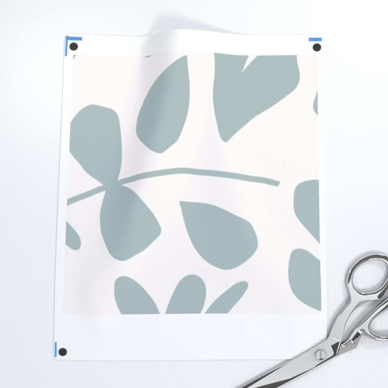 Duck Egg Blue Modern Floral Silhouette Pressed Flowers Botanical Boho Chic Large Scale Custom Printed Fabric by Spoonflower Various Fabrics by the Yard or Fat Quarter